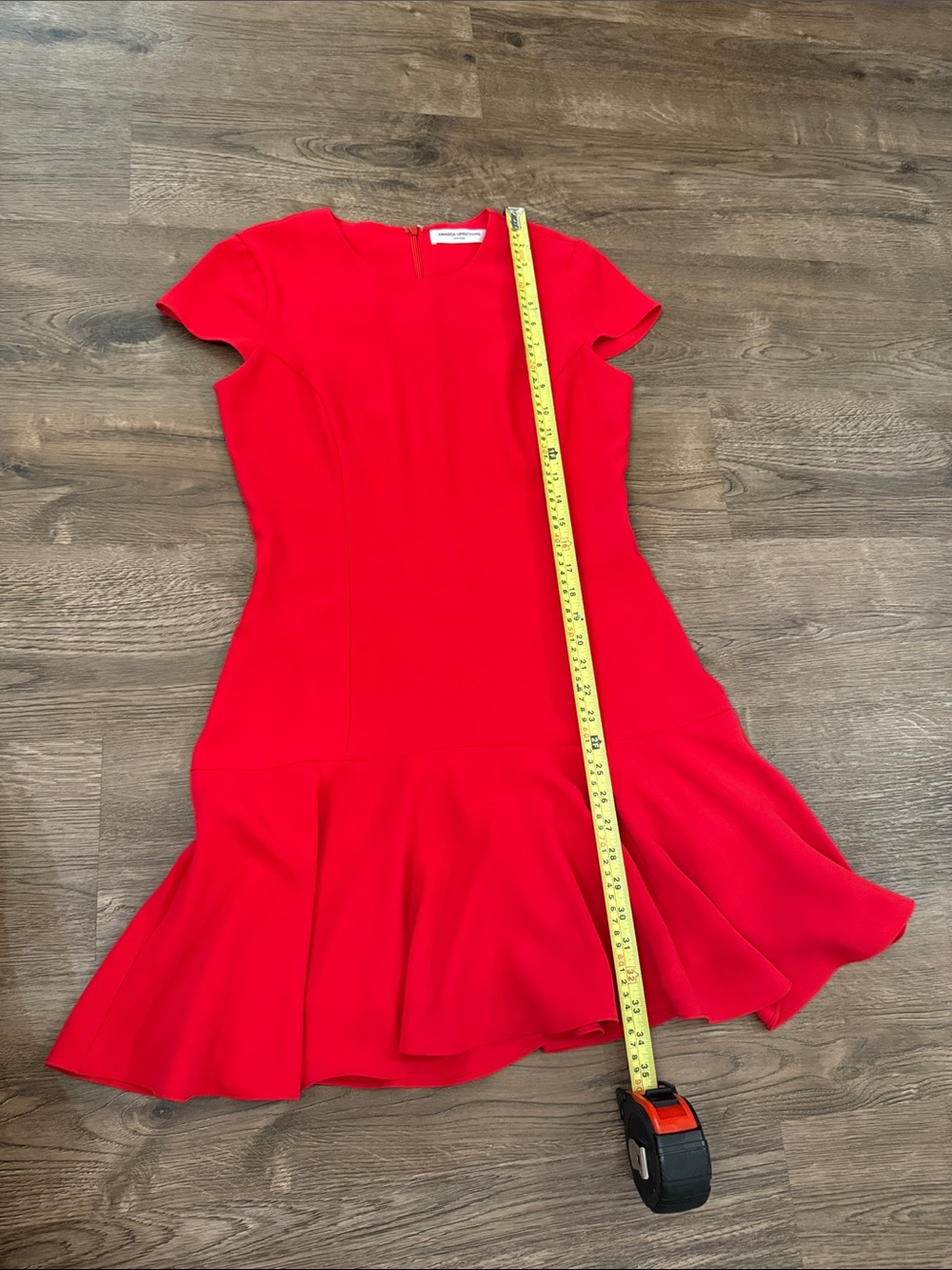 Amanda Uprichard Red Flounce-Hem Mini Dress Size Medium Cap Sleeve